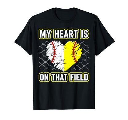My Heart Is That Field Softball T-Shirt - Streetwear Style Men Women - T-Shirt, Sweatshirt, Hoodie