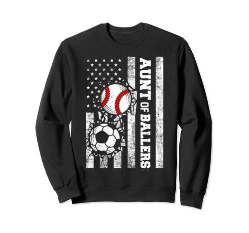 Aunt Ballers Funny Usa Flag Sweatshirt - Minimalist Print for Adults - T-Shirt, Sweatshirt, Hoodie