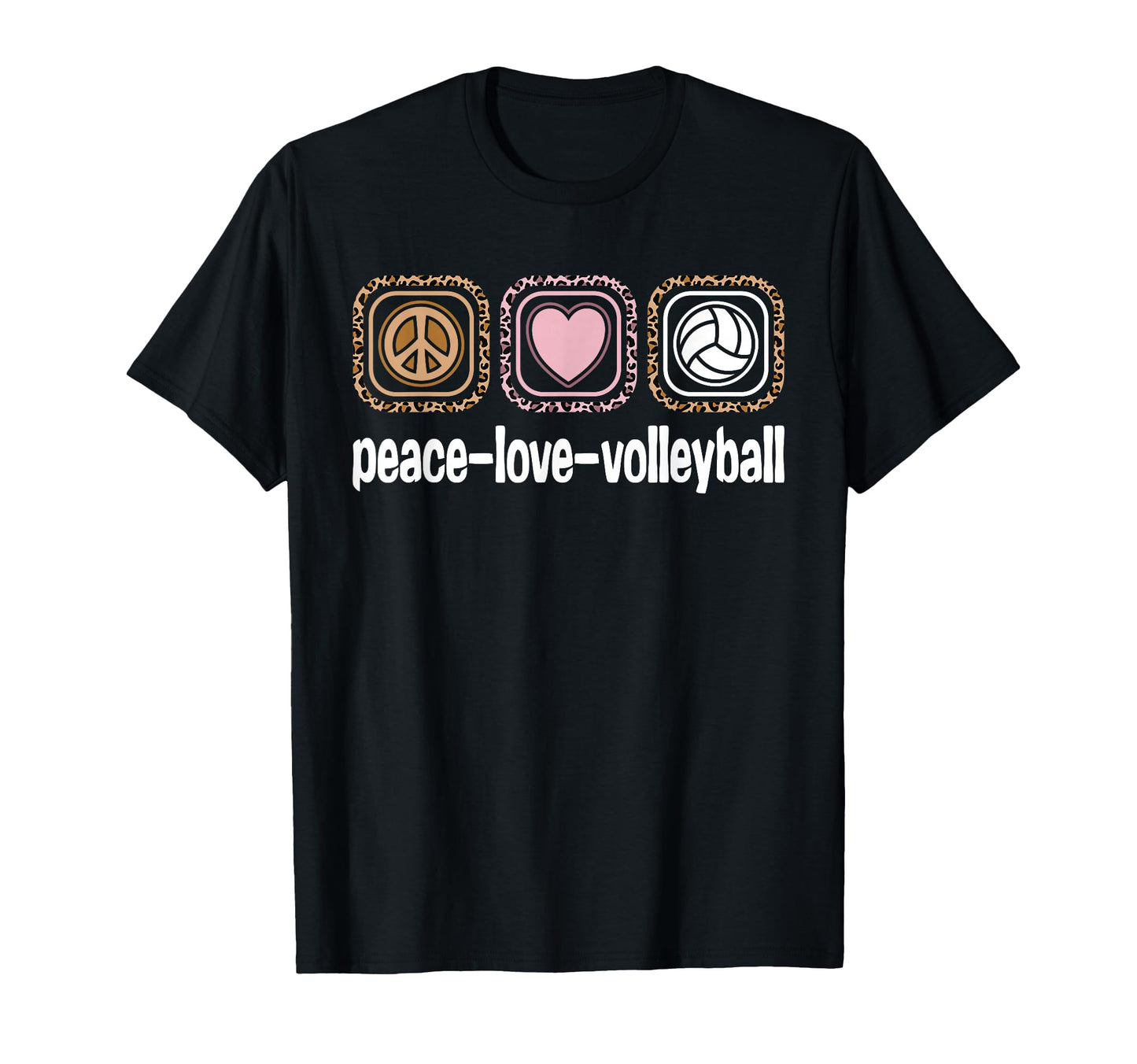 Peace Love Volleyball Leopard T-Shirt - Unique Graphic for Adults - T-Shirt, Sweatshirt, Hoodie