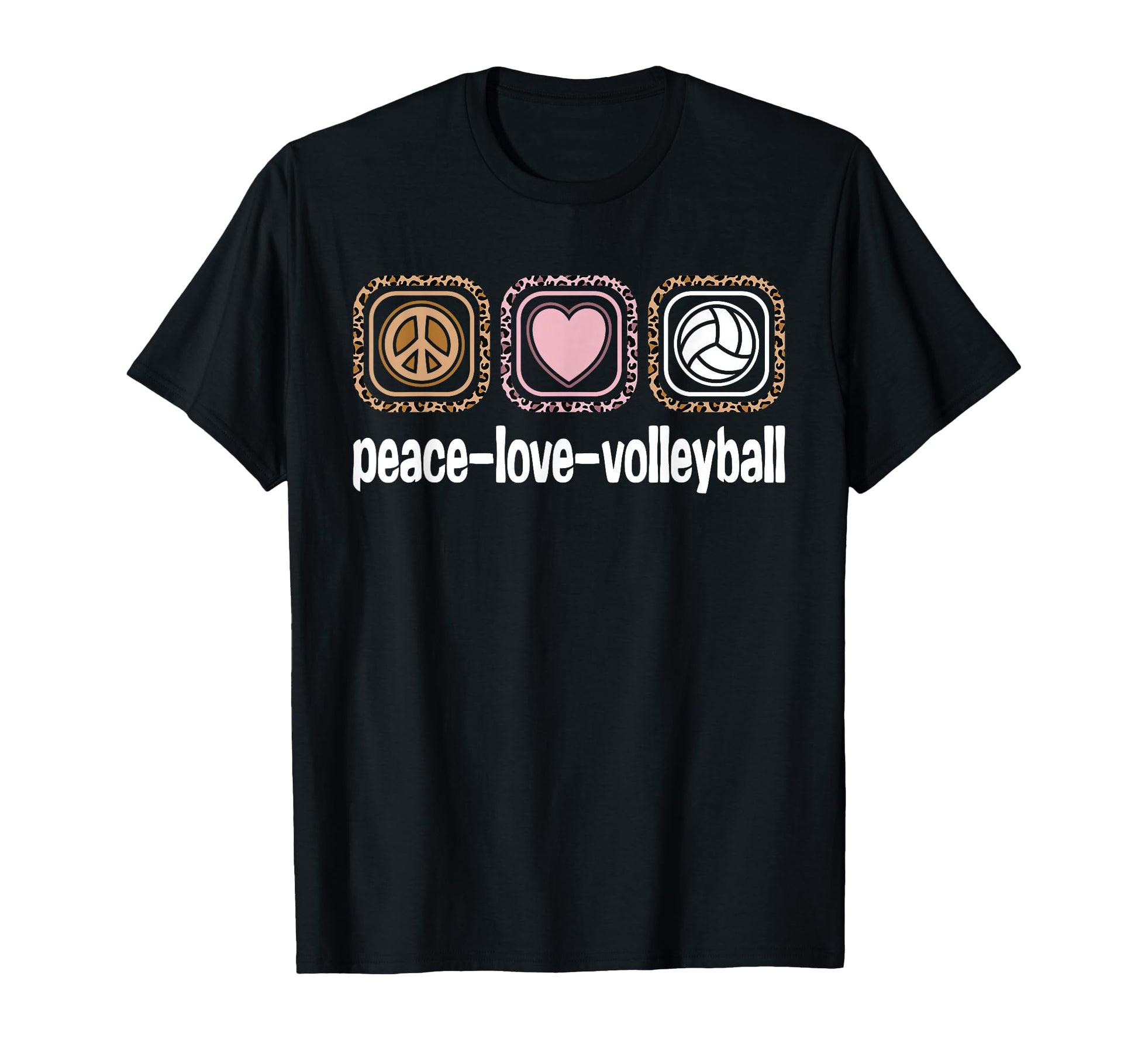 Peace Love Volleyball Leopard T-Shirt - Unique Graphic for Adults - T-Shirt, Sweatshirt, Hoodie