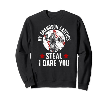 My Grandson Catches Baseball Sweatshirt - Aesthetic Graphic for Adults - T-Shirt, Sweatshirt, Hoodie
