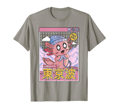 Happy Axolotl Gaming Vaporwave T-Shirt - Unique Graphic Men Women - T-Shirt, Sweatshirt, Hoodie