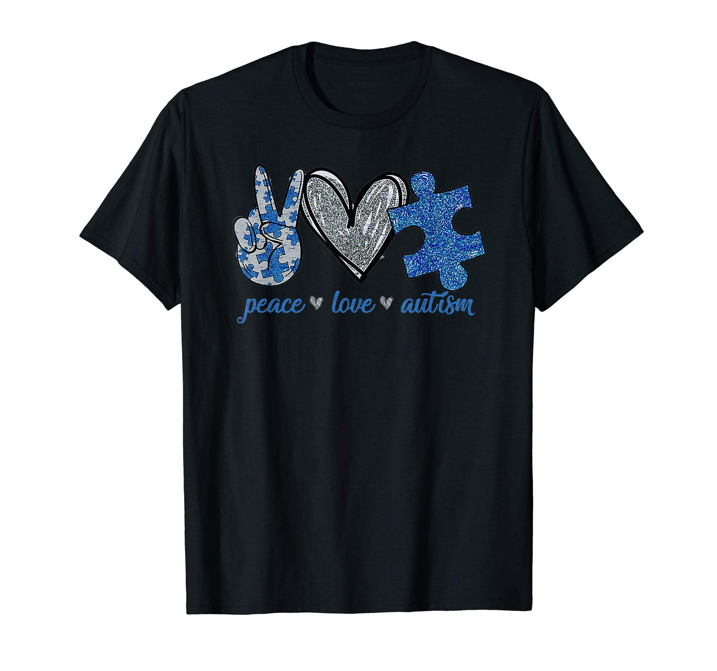 Autism Awareness Month Peace Love T-Shirt - Custom Art Print for Adults - T-Shirt, Sweatshirt, Hoodie