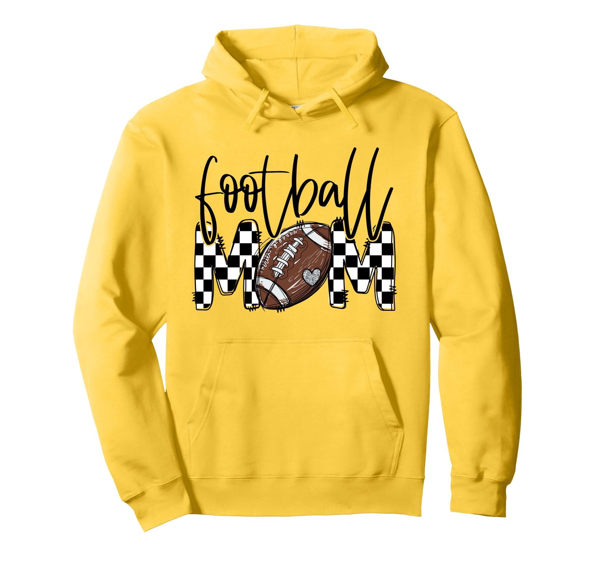 Proud Football Mom Checkered Hoodie - Casual Everyday Wear for Adults - T-Shirt, Sweatshirt, Hoodie