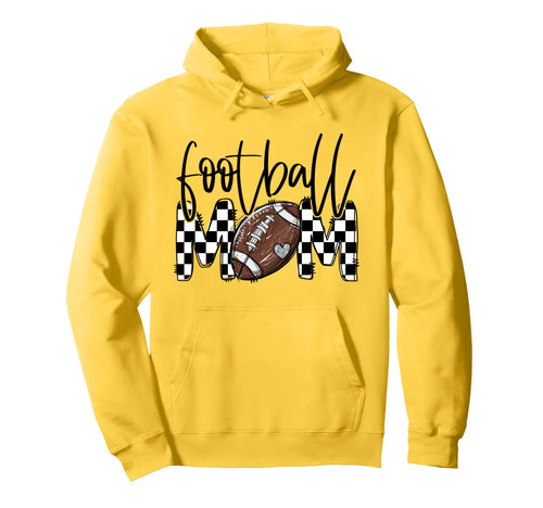 Proud Football Mom Checkered Hoodie - Casual Everyday Wear for Adults - T-Shirt, Sweatshirt, Hoodie