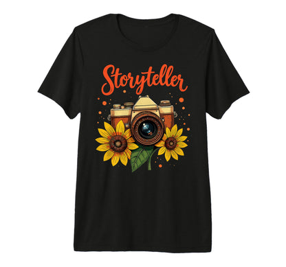Photo Camera Sunflowers Storyteller T-Shirt - Fun Novelty Design Unisex - T-Shirt, Sweatshirt, Hoodie