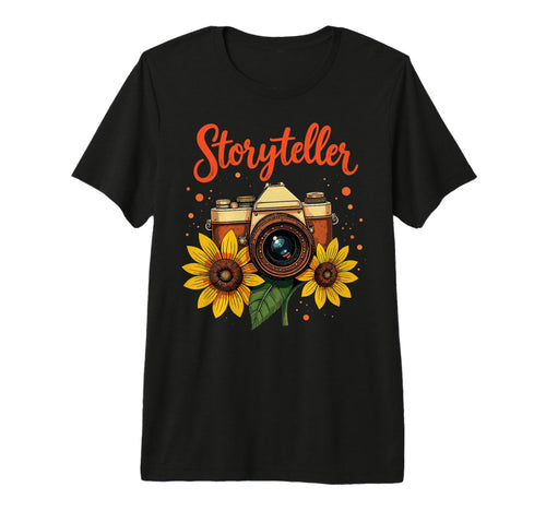 Photo Camera Sunflowers Storyteller T-Shirt - Fun Novelty Design Unisex - T-Shirt, Sweatshirt, Hoodie