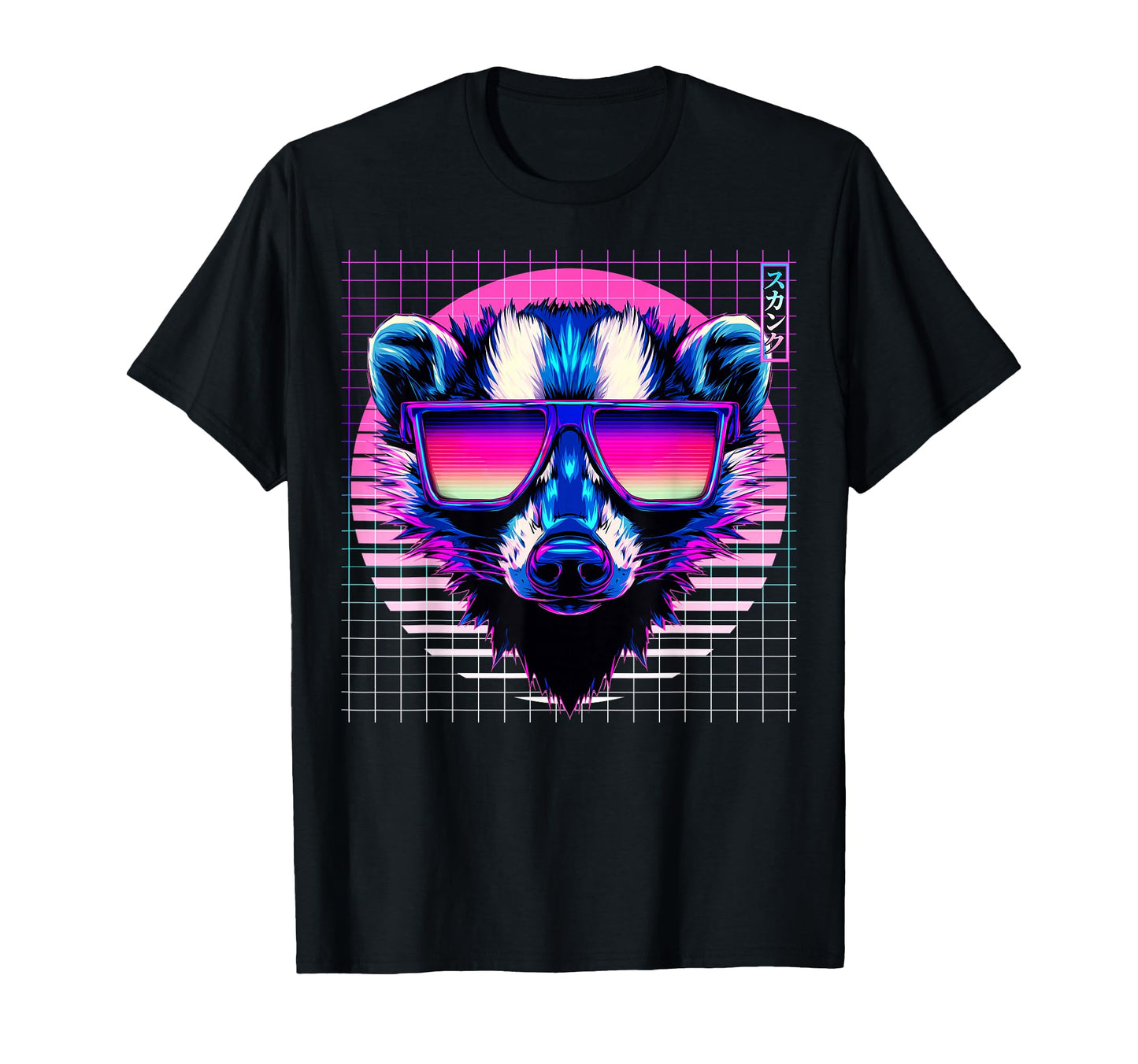 Skunk Sunglasses Raccoon Vaporwave T-Shirt - Aesthetic Graphic for Adults - T-Shirt, Sweatshirt, Hoodie