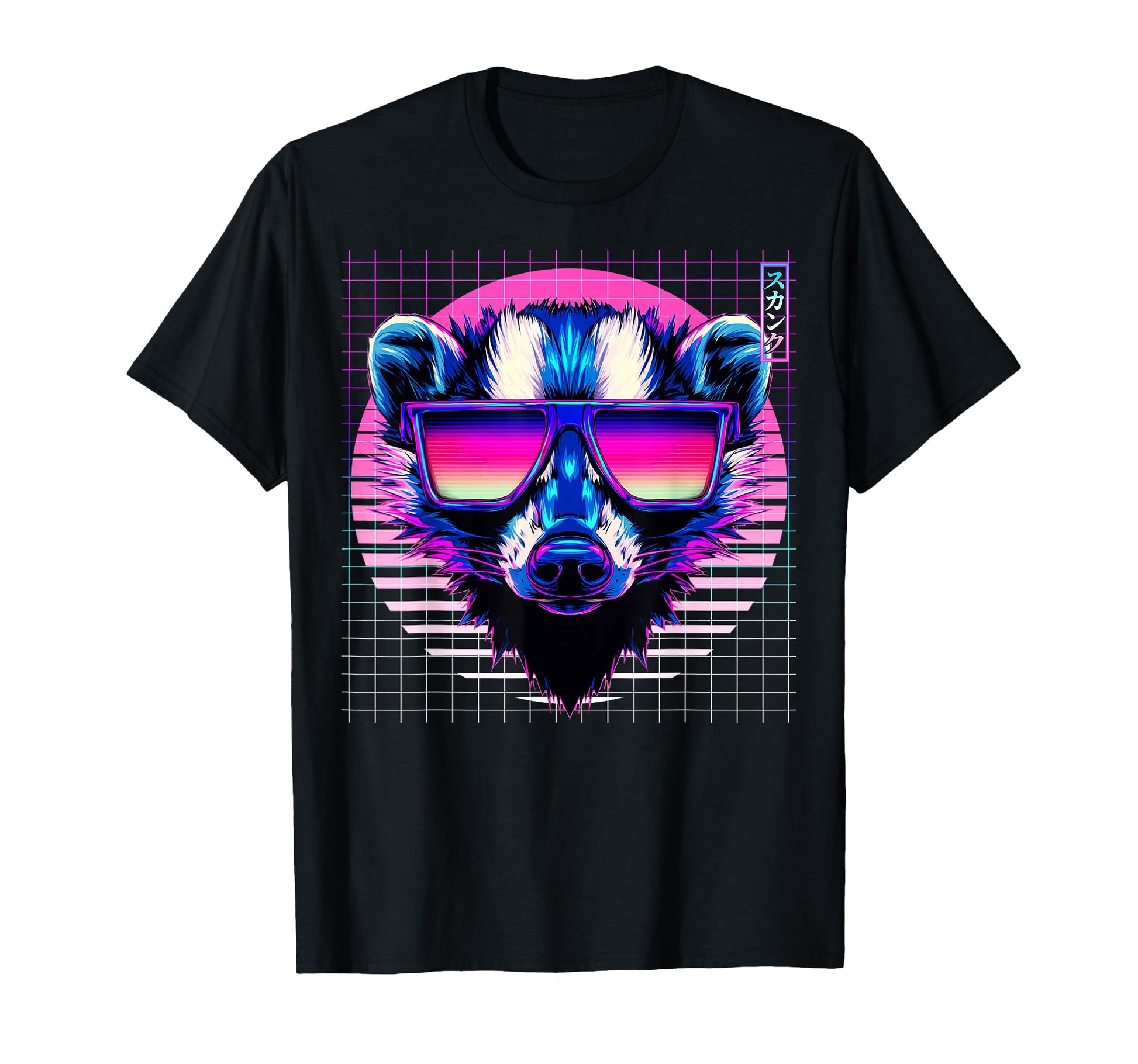 Skunk Sunglasses Raccoon Vaporwave T-Shirt - Aesthetic Graphic for Adults - T-Shirt, Sweatshirt, Hoodie