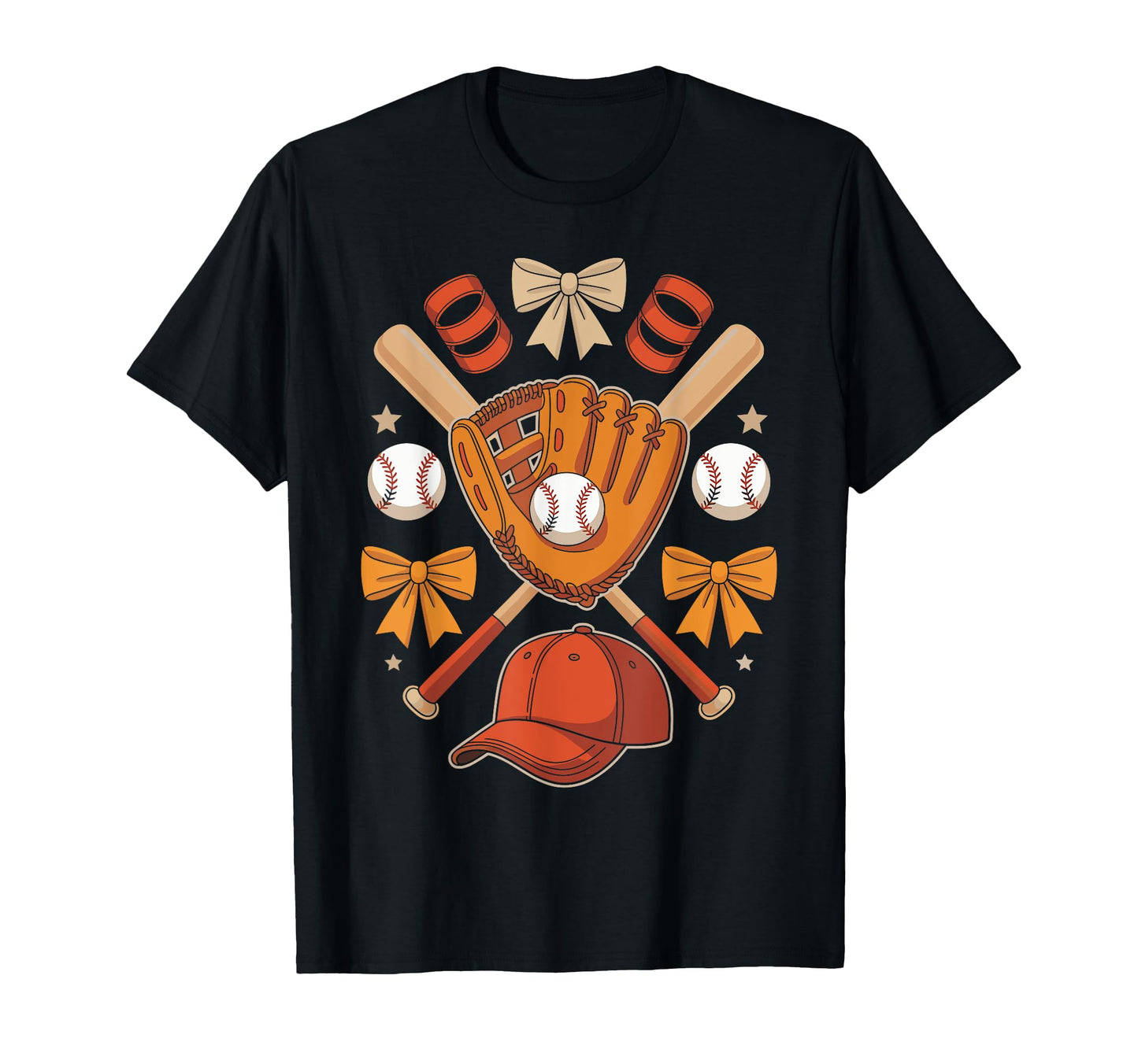 Baseball Bows And Bats Softball T-Shirt - Minimalist Print Men Women - T-Shirt, Sweatshirt, Hoodie