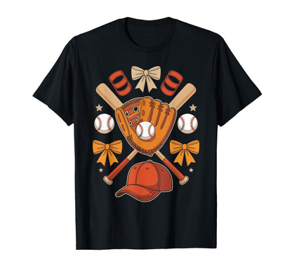 Baseball Bows And Bats Softball T-Shirt - Minimalist Print Men Women - T-Shirt, Sweatshirt, Hoodie