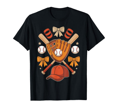 Baseball Bows And Bats Softball T-Shirt - Minimalist Print Men Women - T-Shirt, Sweatshirt, Hoodie