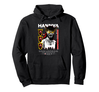 Japanese Oni Hannya Demon Aesthetic Hoodie - Minimalist Print Men Women - T-Shirt, Sweatshirt, Hoodie