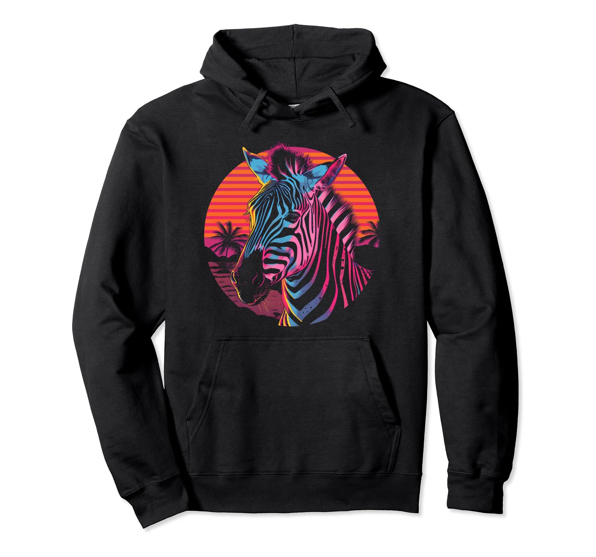 Zebra Vaporwave Aesthetic Synthwave 80S Hoodie - Trendy Graphic Men Women - T-Shirt, Sweatshirt, Hoodie