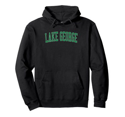 Lake George Distressed Green Varsity Hoodie - Minimalist Print Men Women - T-Shirt, Sweatshirt, Hoodie
