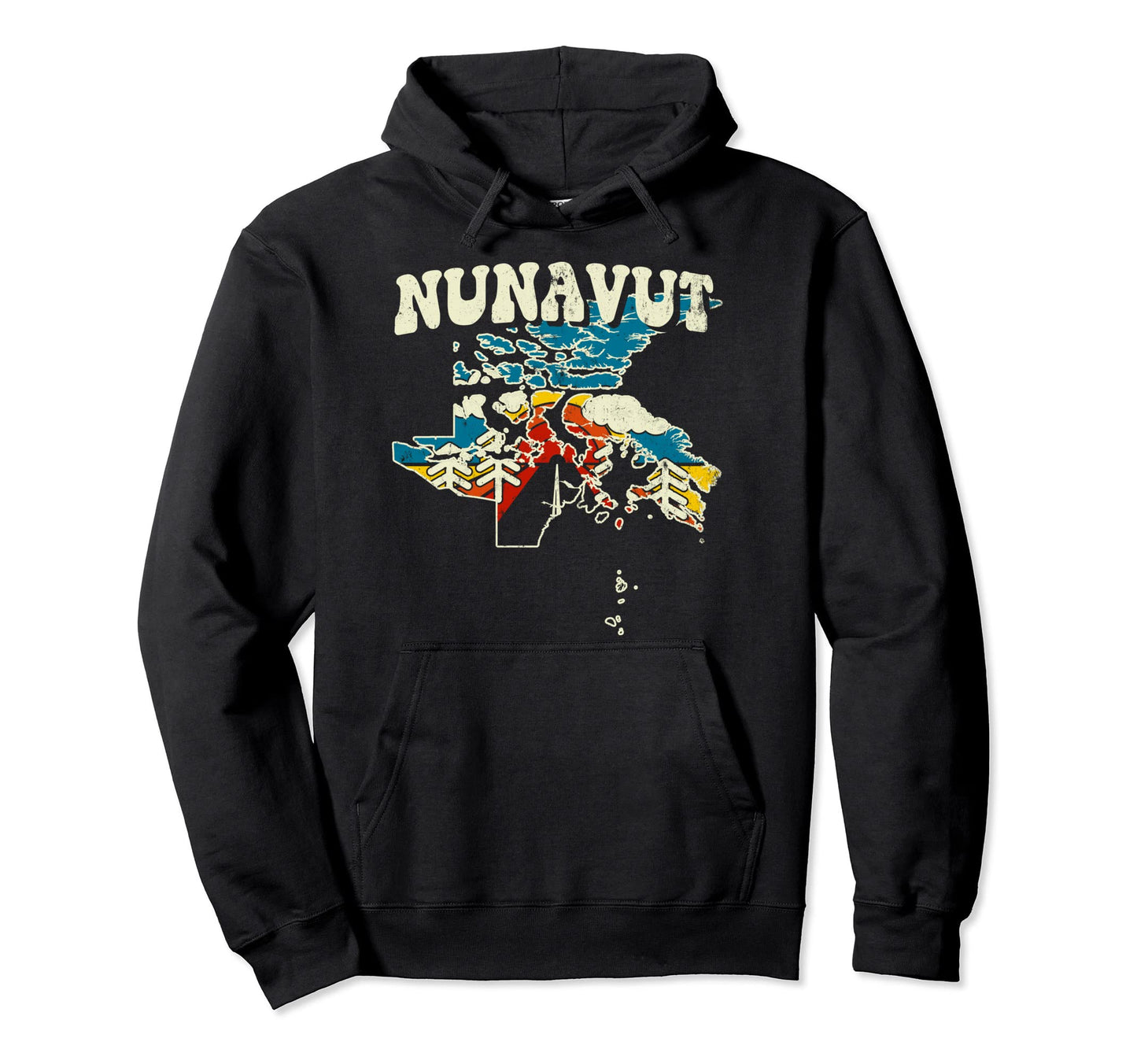 Nunavut Province Rainbow Canada 70S Map Hoodie - Trendy Graphic Men Women - T-Shirt, Sweatshirt, Hoodie