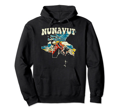 Nunavut Province Rainbow Canada 70S Map Hoodie - Trendy Graphic Men Women - T-Shirt, Sweatshirt, Hoodie