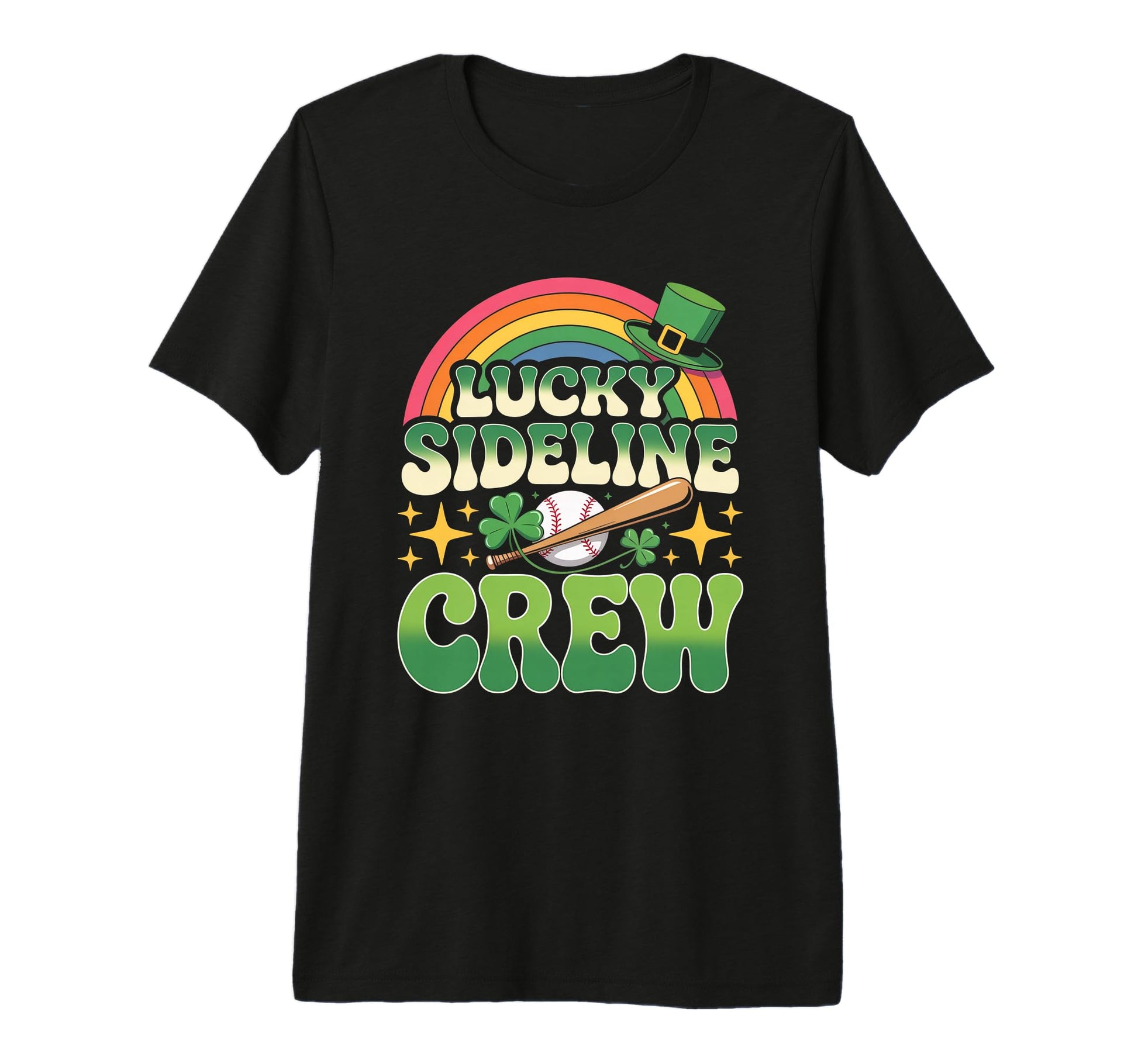 Lucky Sideline Crew St Paddys Softball T-Shirt - Graphic Print for Adults - T-Shirt, Sweatshirt, Hoodie