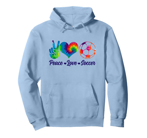 Soccer Tie Dye Peace Love Soccer Player Hoodie - Custom Art Print Unisex - T-Shirt, Sweatshirt, Hoodie