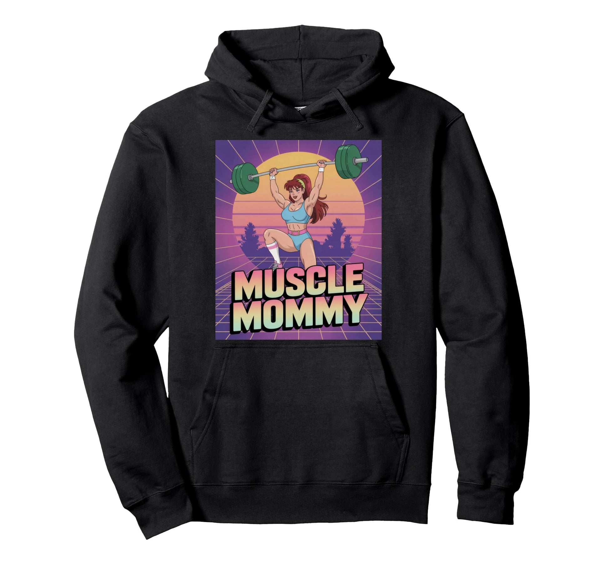 Anime Muscle Mommy Weightlifting Fitness Hoodie - Minimalist Print Unisex - T-Shirt, Sweatshirt, Hoodie