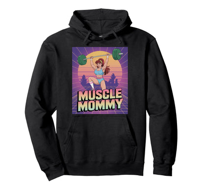 Anime Muscle Mommy Weightlifting Fitness Hoodie - Minimalist Print Unisex - T-Shirt, Sweatshirt, Hoodie