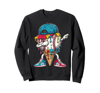 Dripping Baseball Drip Ice Cream Drip Sweatshirt - Graphic Print Unisex - T-Shirt, Sweatshirt, Hoodie