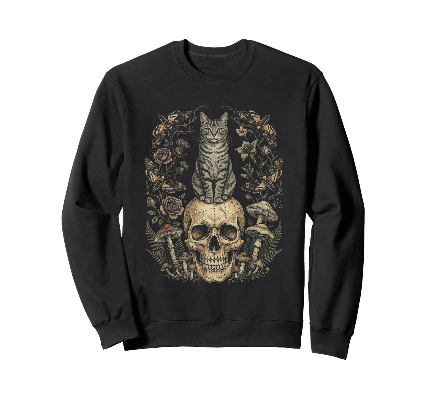 Skull Cat Skeleton Kitty Kitten Sweatshirt - Custom Art Print for Adults - T-Shirt, Sweatshirt, Hoodie