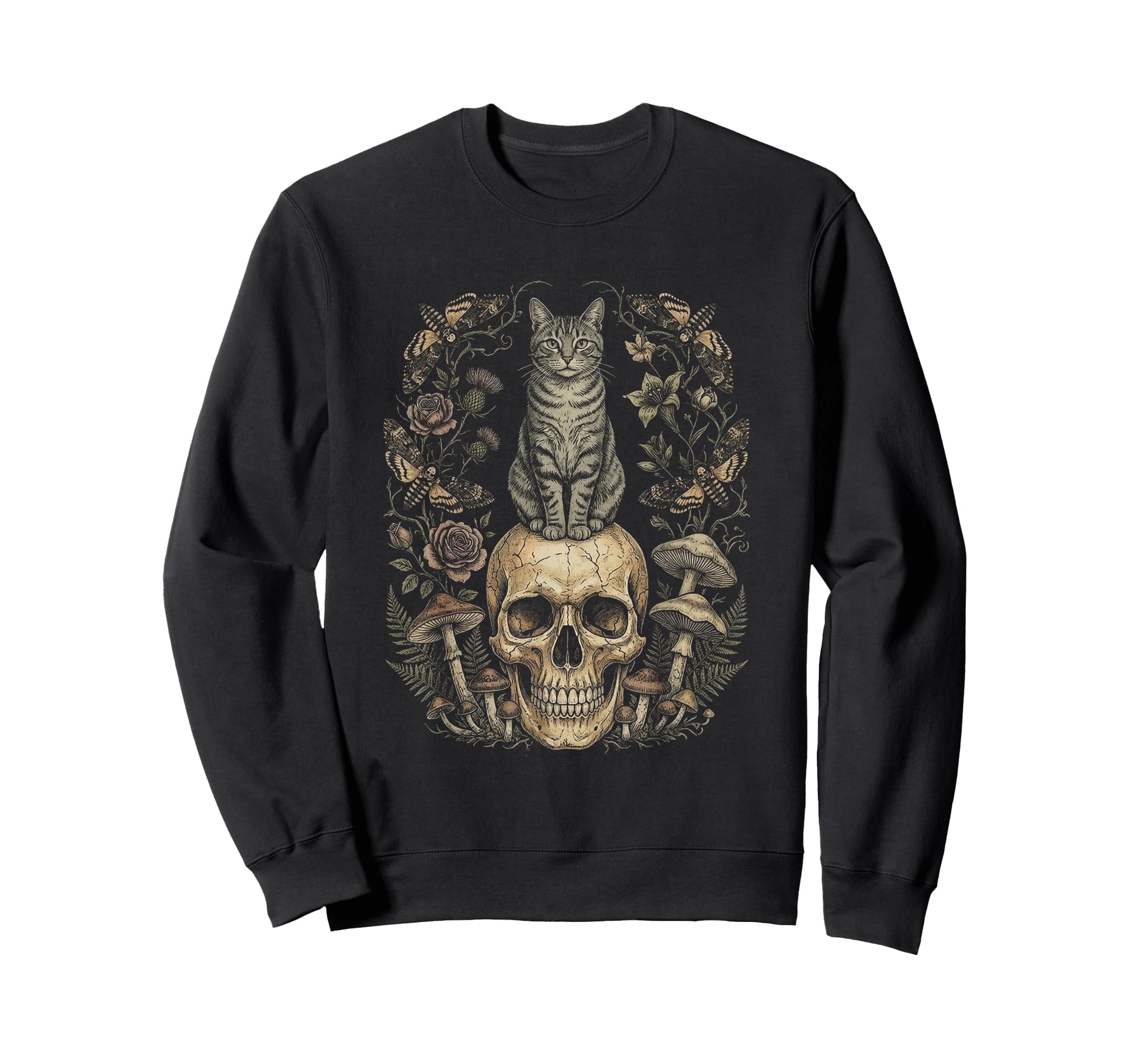 Skull Cat Skeleton Kitty Kitten Sweatshirt - Custom Art Print for Adults - T-Shirt, Sweatshirt, Hoodie