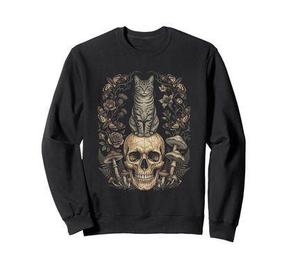 Skull Cat Skeleton Kitty Kitten Sweatshirt - Custom Art Print for Adults - T-Shirt, Sweatshirt, Hoodie