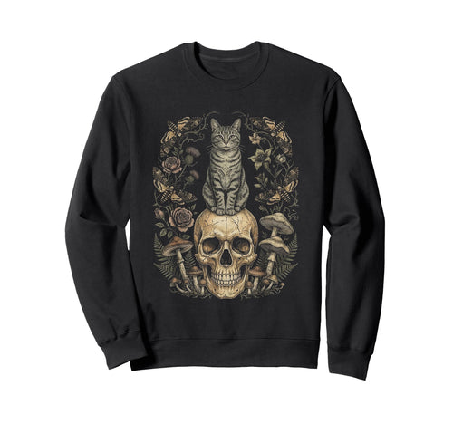 Skull Cat Skeleton Kitty Kitten Sweatshirt - Custom Art Print for Adults - T-Shirt, Sweatshirt, Hoodie