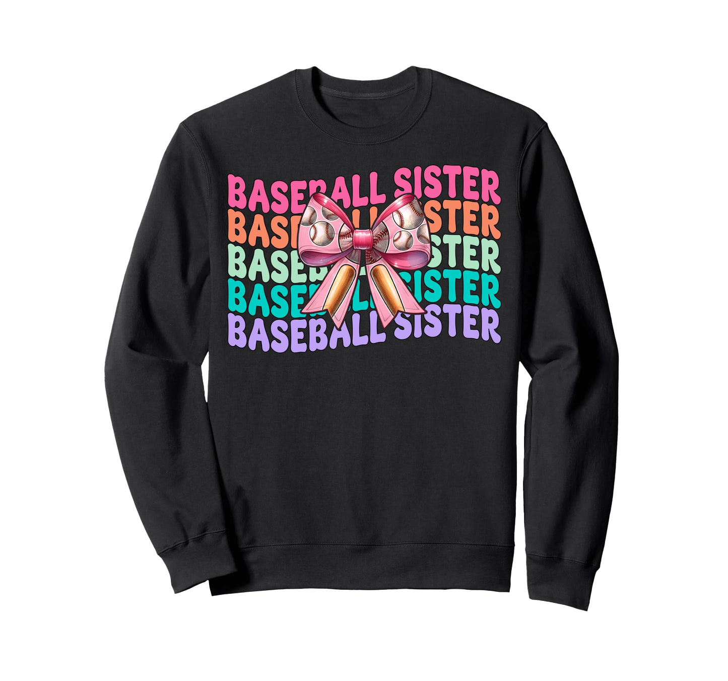Baseball Sister Baseball Coquette Bow Sweatshirt - Unique Graphic Men Women - T-Shirt, Sweatshirt, Hoodie
