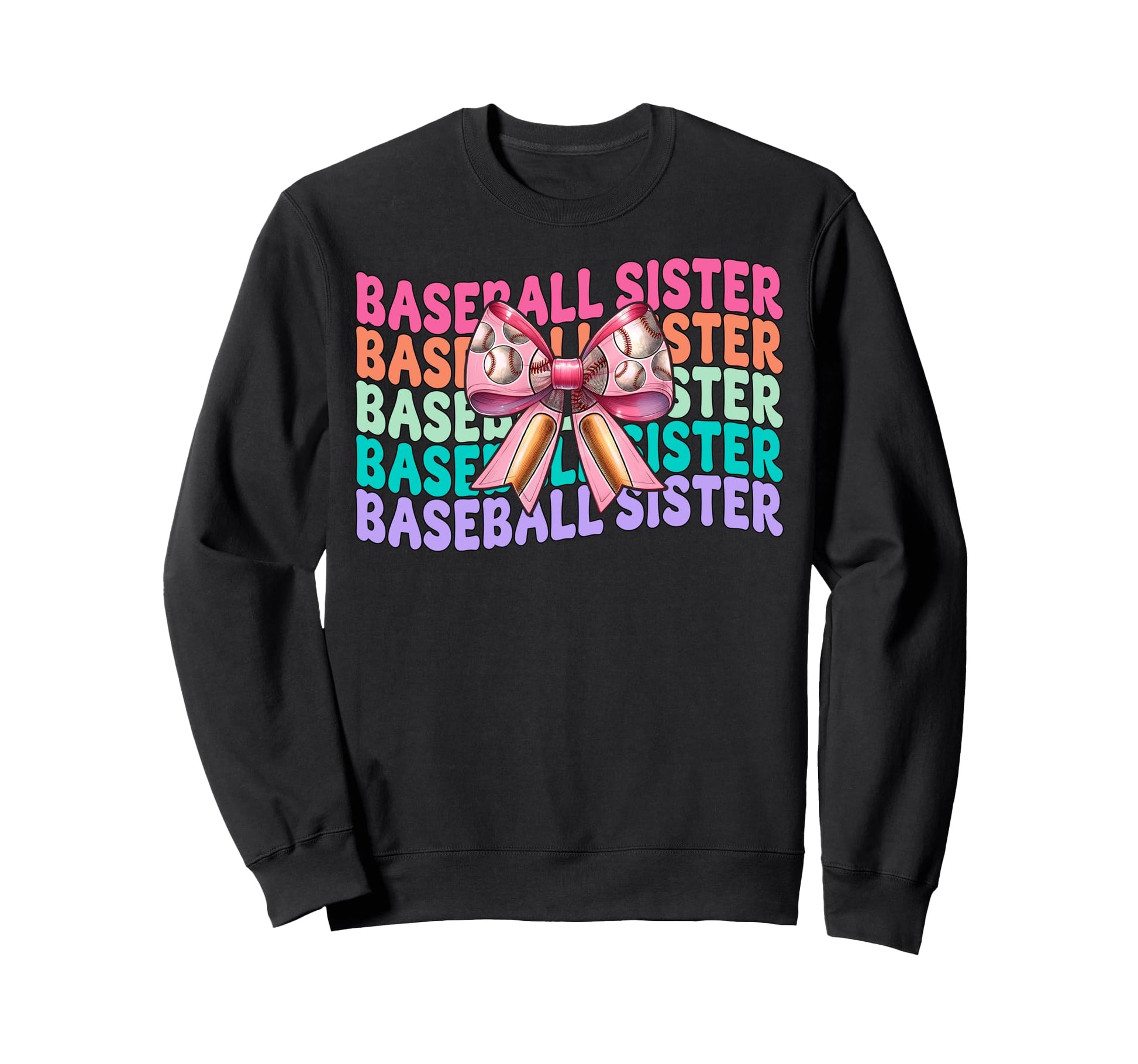 Baseball Sister Baseball Coquette Bow Sweatshirt - Unique Graphic Men Women - T-Shirt, Sweatshirt, Hoodie
