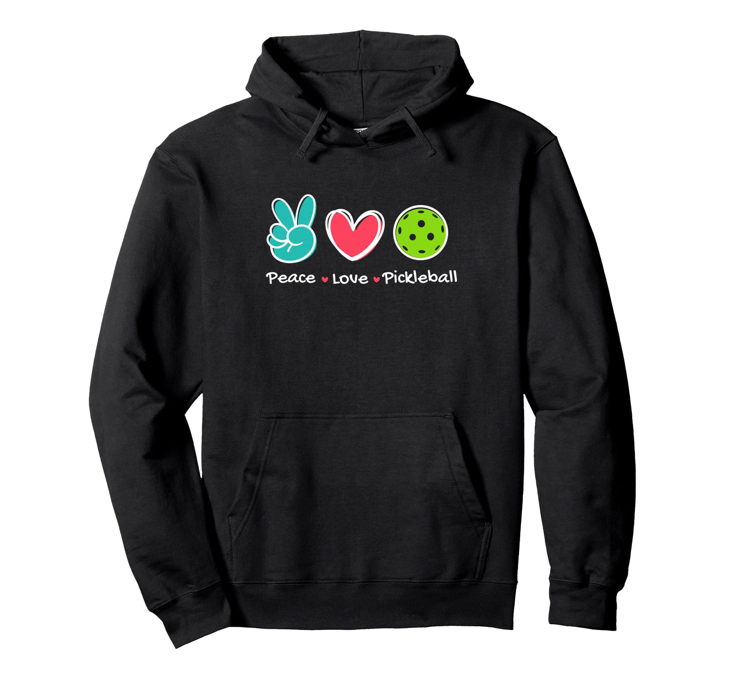 Funny Peace Love Pickleball Court Play Hoodie - Novelty Apparel for Adults - T-Shirt, Sweatshirt, Hoodie