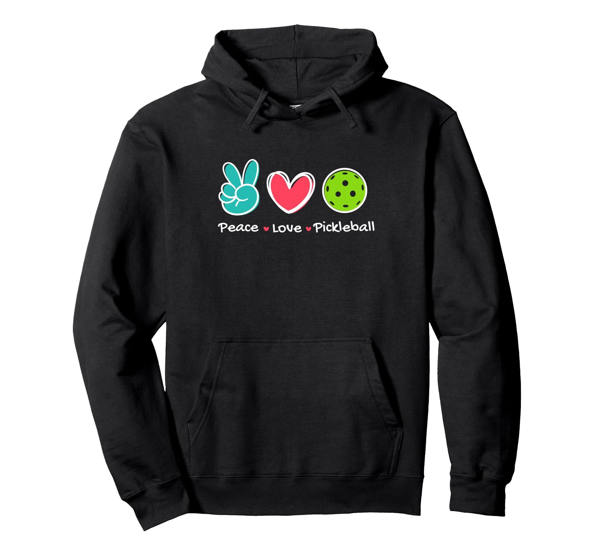 Funny Peace Love Pickleball Court Play Hoodie - Novelty Apparel for Adults - T-Shirt, Sweatshirt, Hoodie