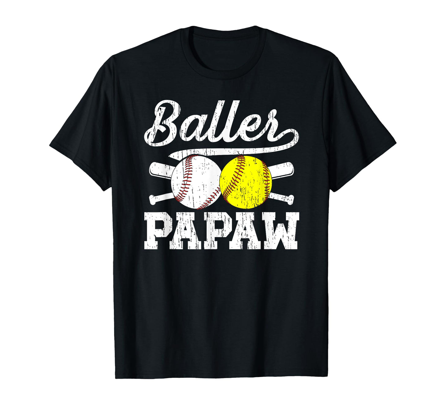 Baller Papaw Proud Softball Baseball T-Shirt - Minimalist Print Men Women - T-Shirt, Sweatshirt, Hoodie