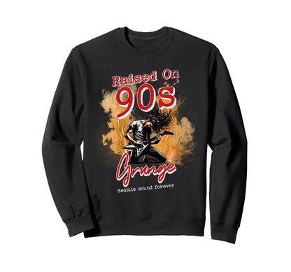 Raised 90S Rock Guitar Punk Gen Sweatshirt - Fun Novelty Design for Adults - T-Shirt, Sweatshirt, Hoodie