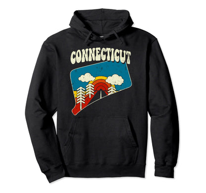 Connecticut State Rainbow Hippie 70S Hoodie - Aesthetic Graphic Men Women - T-Shirt, Sweatshirt, Hoodie