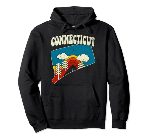 Connecticut State Rainbow Hippie 70S Hoodie - Aesthetic Graphic Men Women - T-Shirt, Sweatshirt, Hoodie