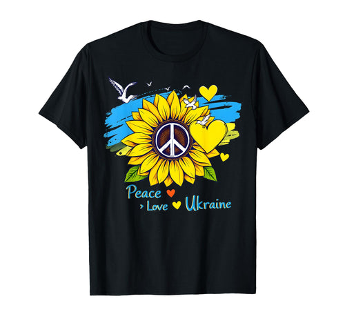 Sunflower Ukraine Flag Map Peace Love T-Shirt - Unique Graphic for Adults - T-Shirt, Sweatshirt, Hoodie