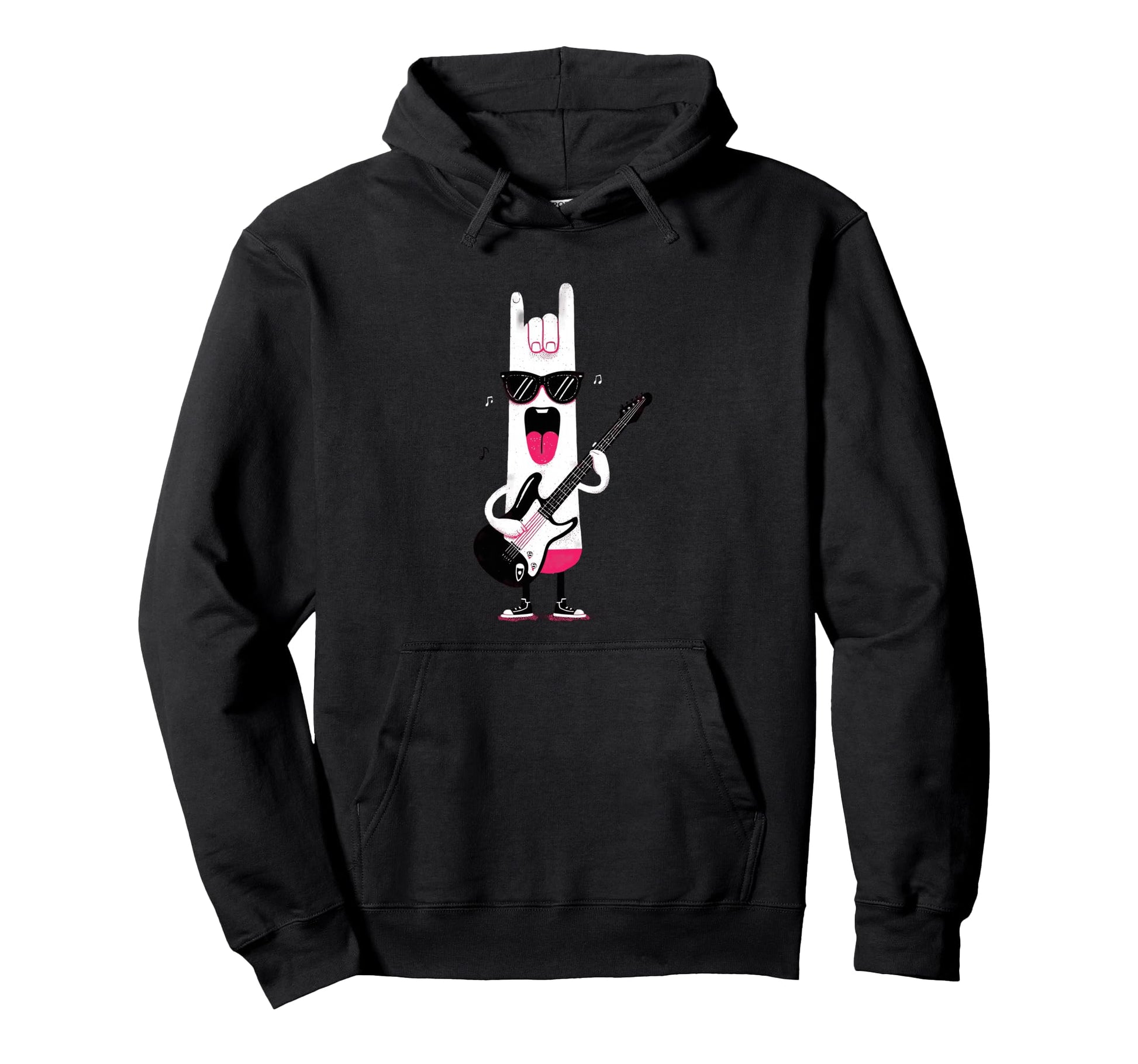 Cartoon Character Guitarist Rock Music Hoodie - Graphic Print Unisex - T-Shirt, Sweatshirt, Hoodie