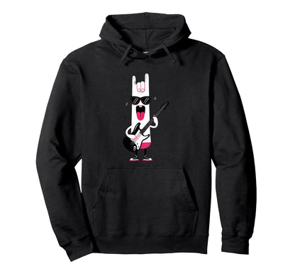 Cartoon Character Guitarist Rock Music Hoodie - Graphic Print Unisex - T-Shirt, Sweatshirt, Hoodie