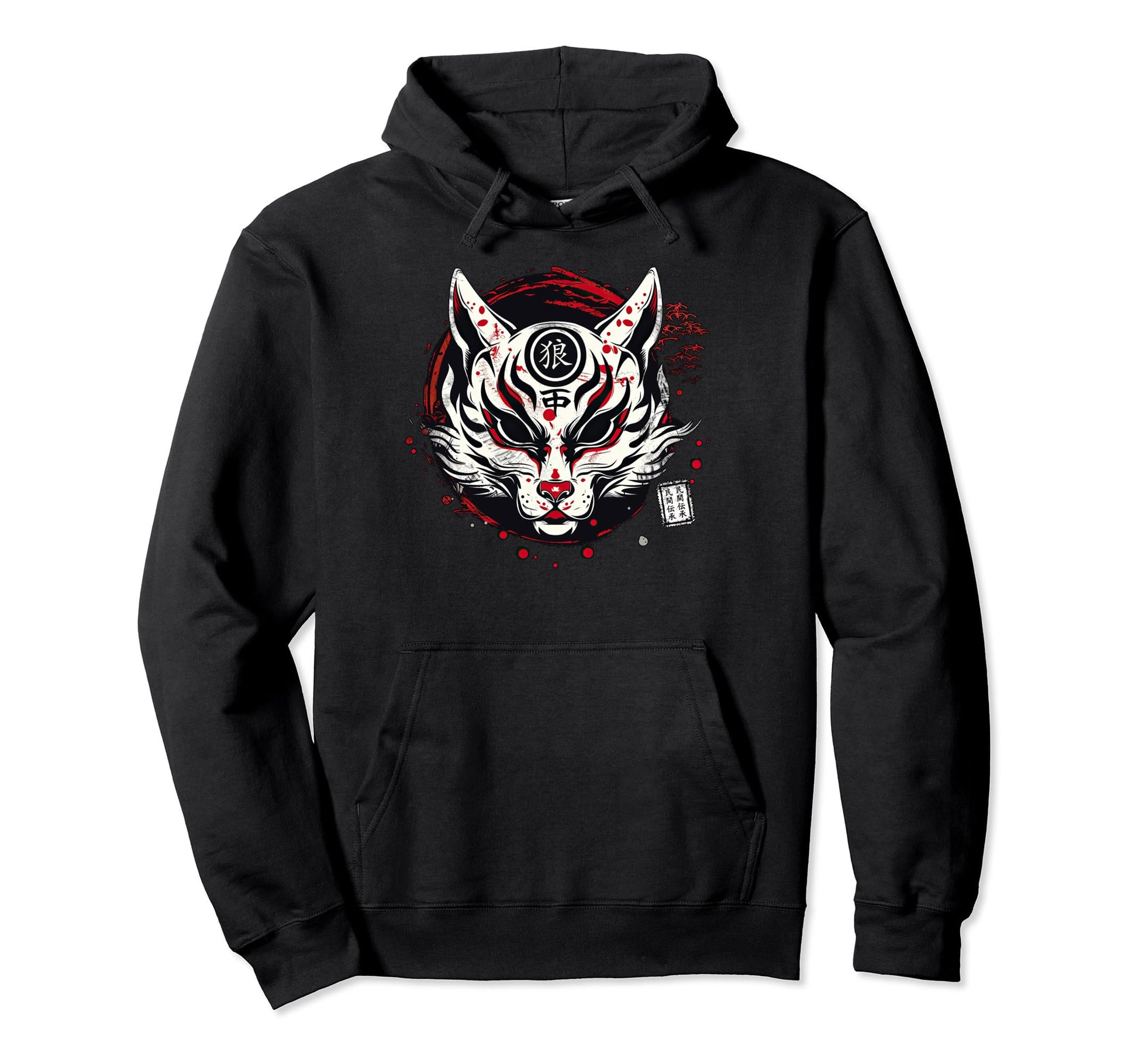 Kitsune Mask Anime Fox Japanese Hoodie - Aesthetic Graphic Men Women - T-Shirt, Sweatshirt, Hoodie
