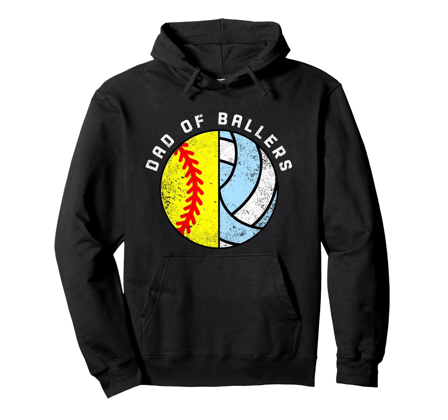 Dad Ballers Funny Softball Volleyball Hoodie - Unique Graphic for Adults - T-Shirt, Sweatshirt, Hoodie