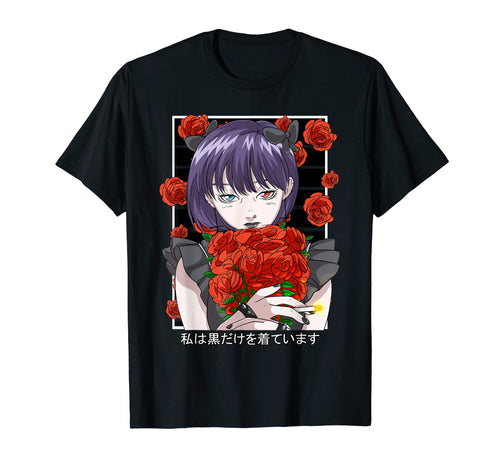 Goth Anime Gothic Roses Aesthetic Japanese T-Shirt - Graphic Print Unisex - T-Shirt, Sweatshirt, Hoodie