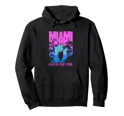 Miami Beach Vaporwave Aesthetic Hoodie - Casual Everyday Wear Men Women - T-Shirt, Sweatshirt, Hoodie