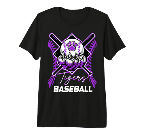 Tigers Baseball Mom Game Day Paw Purple T-Shirt - Unique Graphic Men Women - T-Shirt, Sweatshirt, Hoodie