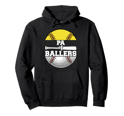 Pa Ballers Funny Softball Baseball Hoodie - Unique Graphic Men Women - T-Shirt, Sweatshirt, Hoodie