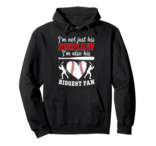 His Biggest Fan Baseball Memaw Hoodie - Fun Novelty Design for Adults - T-Shirt, Sweatshirt, Hoodie