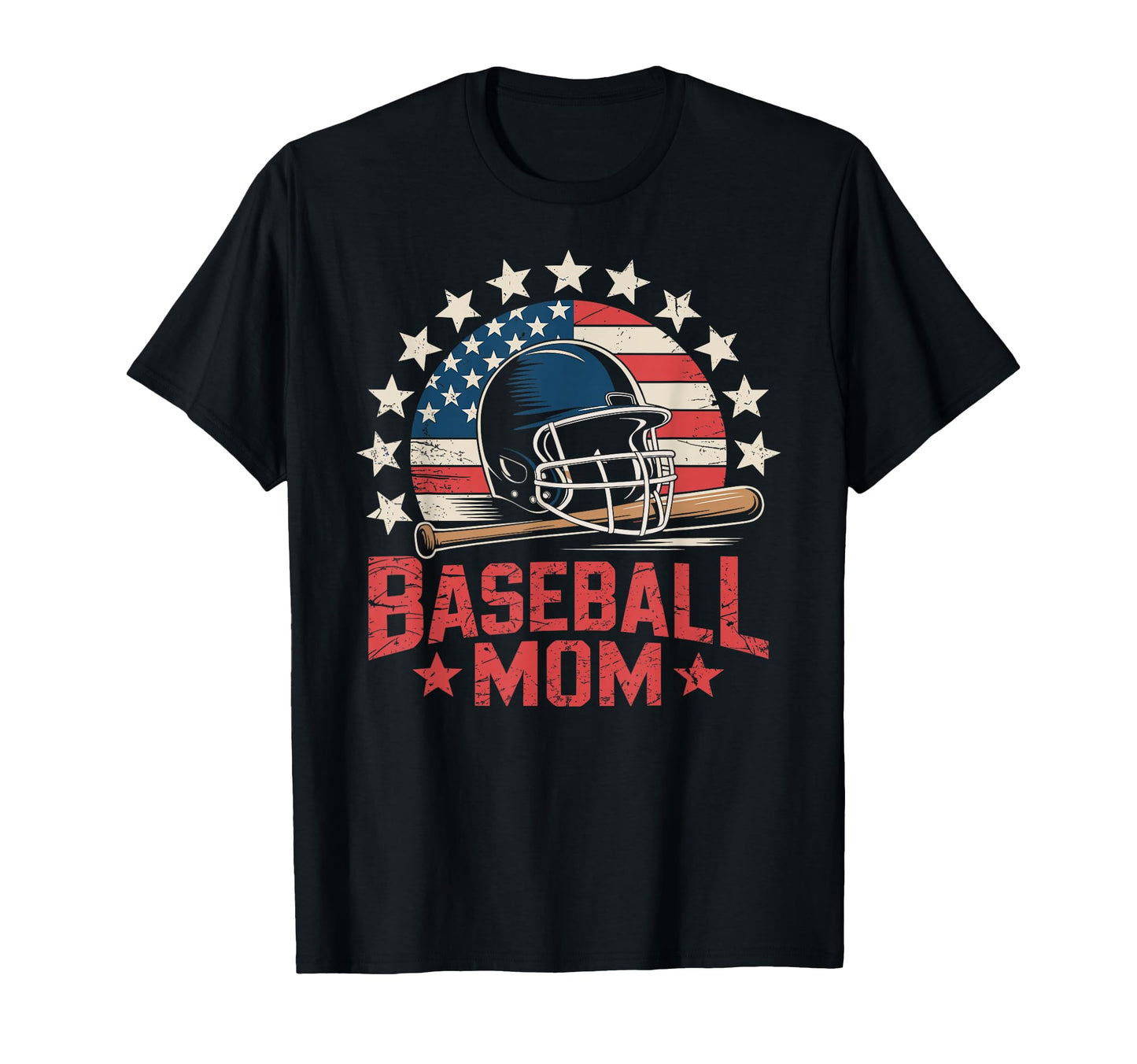 Funny Baseball Mom Usa Flag T-Shirt - Novelty Apparel for Adults - T-Shirt, Sweatshirt, Hoodie