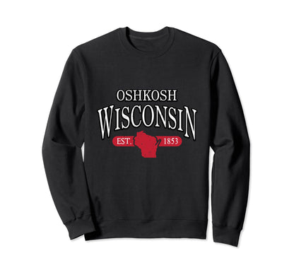 Oshkosh Wisconsin Wi Map Varsity Sweatshirt - Trendy Graphic for Adults - T-Shirt, Sweatshirt, Hoodie